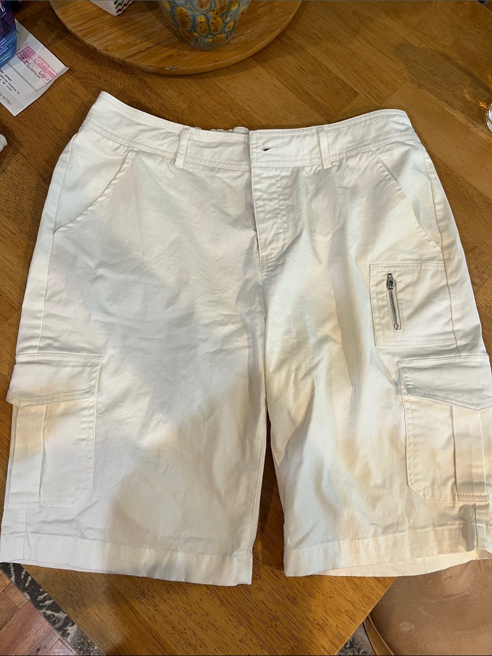 White Women's Cargo Bermuda Shorts